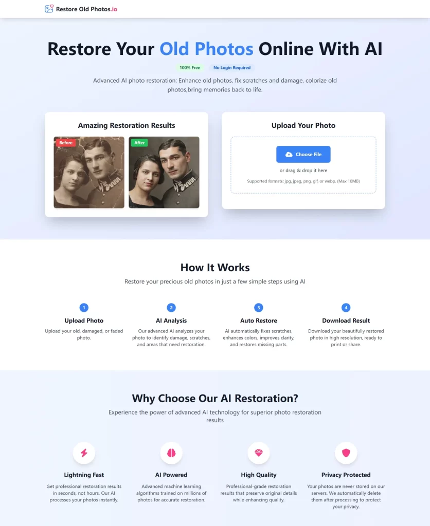 Restore Old Photos – AI在线老照片修复神器 - 跨境日记